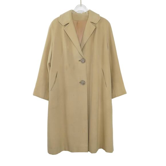 Jordan Marsh 1970s Beige Cream Vintage Cashmere Peacoat Long Coat Large - Picture 2 of 13